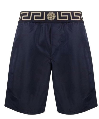 Pantaloncini da bagno Versace Greca Border blu scuro nuovi con etichette da uomo taglia 5 M autentici $ 400 - Foto 3 di 11
