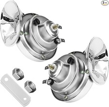 2 PCS Loud Car Horn, 12V Waterproof Snail Electric Horn, 300DB Silver 2 PCS