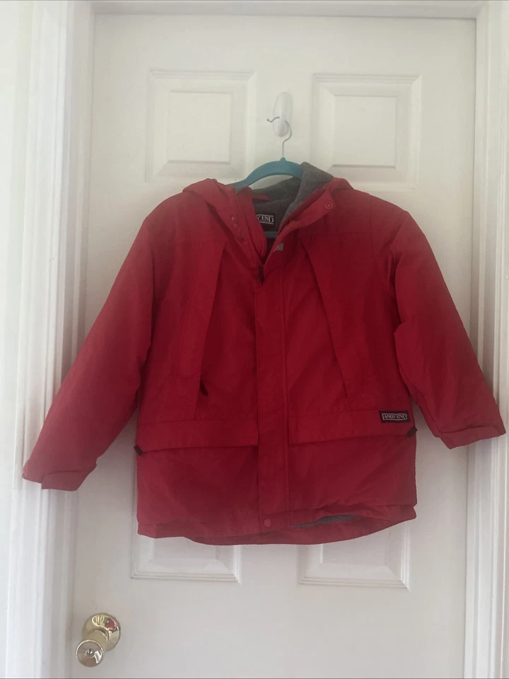 Chaqueta Lands End Youth S Squall Roja Con Capucha Forrada de Vellón Squall Invierno Abrigo Esquí Foto 2 de 4