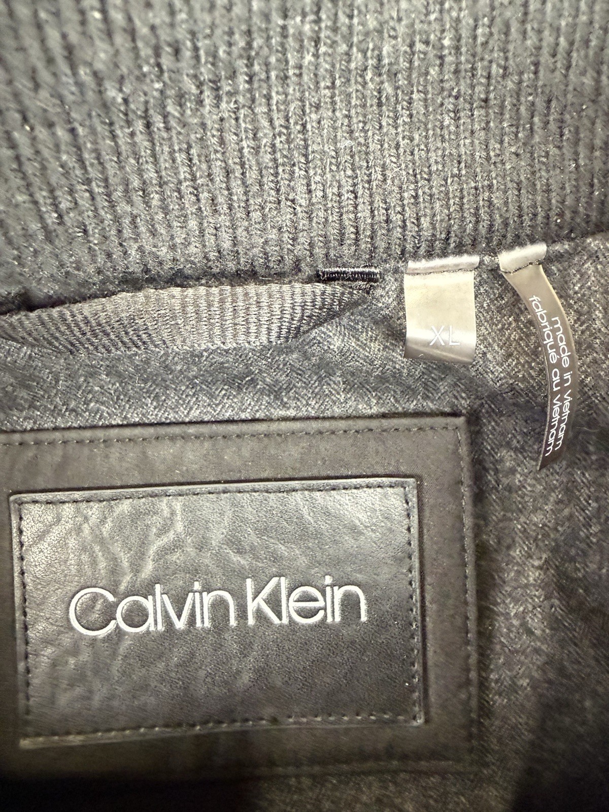 MENS CALVIN KLEIN BLACK STAND COLLAR POLY BONDED HIPSTER JACKET XL CM901927