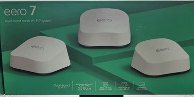 eero 7 Dual-Band MESH WI-FI SYSTEM (3-Pack), Up to 2.5Gbps, 6,000 sq.ft - White