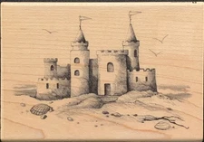Inkadinkado Beach Ocean Sand Castle Rubber Stamp