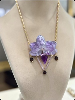 Handcrafted Real Orchid Flower Necklace 