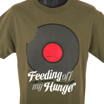 Acrylick T Shirt Mens Size Medium Green Vinyl Record Feeding Off My Hunger