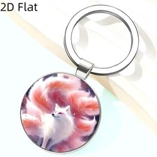 White Fox Keychain Key Ring Purse Handbag Car Charm Backpack Bag Wildlife Gift