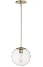 10” Clear Globe Pendant by Quorum International Aged Brass