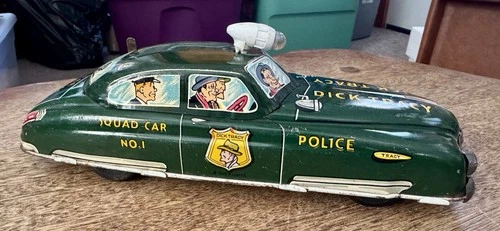 Vtg Marx DICK TRACY Tin Litho SQUAD CAR Battery Operated
