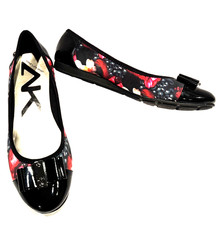 Anne Klein Sport Slip-On Black Ballet Flat Shoe Womens Size 8 M Bow Logo Comfort