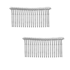 2 PCS Long 20 Teeth Ribbon Wrapped Metal Comb 8x4.5cm Wedding Veil Clip White