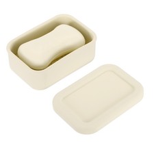 Silicone Soap Travel Case 4.7x3.3x1.8 Inch Soap Container, Beige