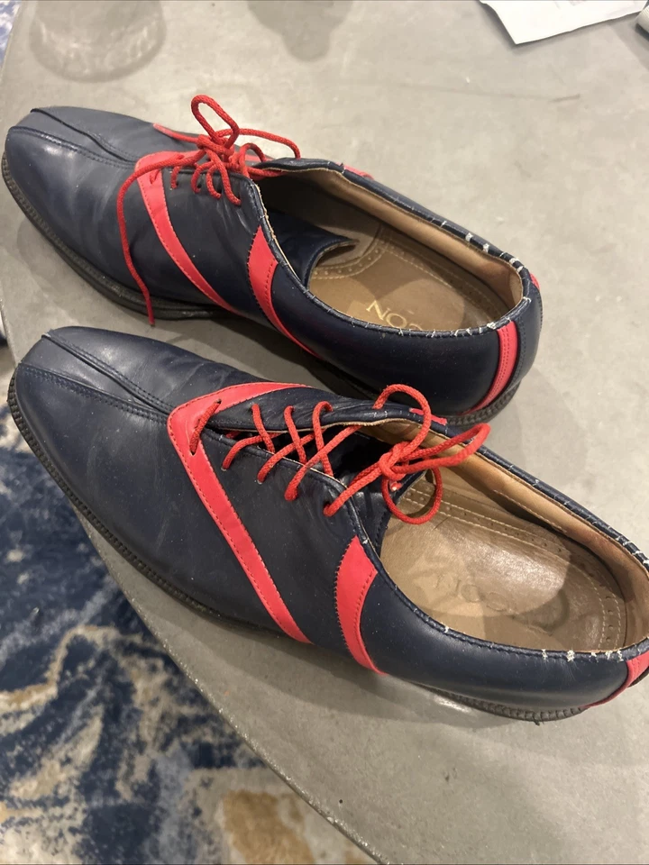 FootJoy FJ ICON Golf Shoes 10 M (US) Navy Blue / Red - Image 4 of 4