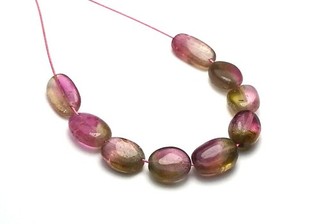 WATERMELON TOURMALINE Oval Beads Pink Green Bi Color 6 8mm NATURAL 10 pcs
