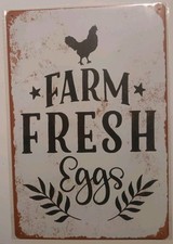Chicken Tin Sign Farm Fresh Eggs 8x12 Vintage Style Humor Hen Rooster New