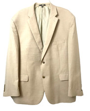 JOS A BANK 1905 Tailored Fit Men  s Cotton Wool Beige 2-Button Sport Coat Sz 48R