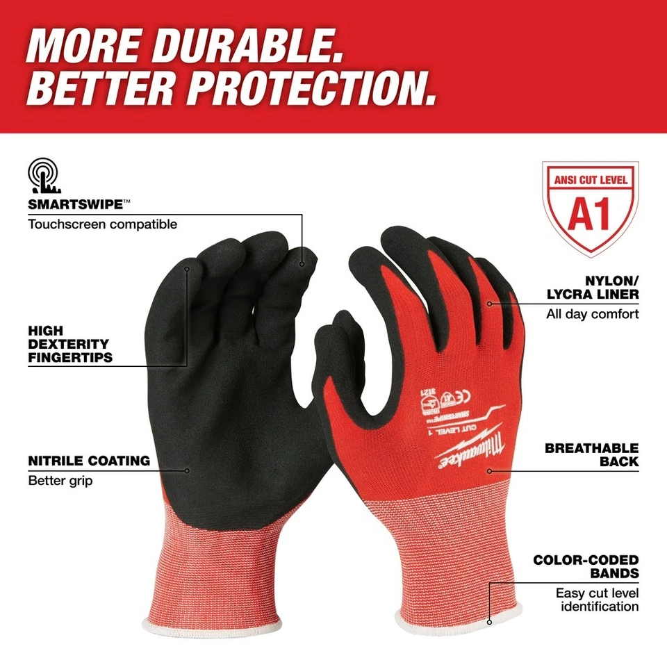 Milwaukee 48-22-8902B 12PK Corte 1 Guantes Sumergidos - Lg Foto 2 de 4