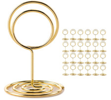 Hoewina 26Pcs Table Number Holders, Wire Photo Holders for Wedding/Party Gold 