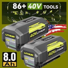 1-2PACK 8.0Ah Battery 40 Volt for Ryobi 40V Lithium OP40602 Battery with LED