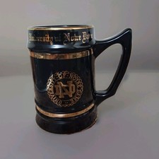 Vintage University Of Notre Dame BLACK GOLD TRIM Beer Mug Stein W C Bunting Co