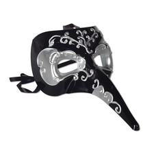 Black Silver Mardi Gras Long Nose Mask Half Mask Adult Size Fits Most