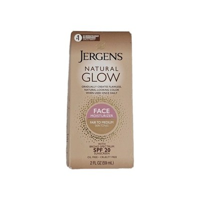 Jergens Glow Face Moisturizer Self Tanner Daily Sunscreen SPF 20 2 fl oz - Imper