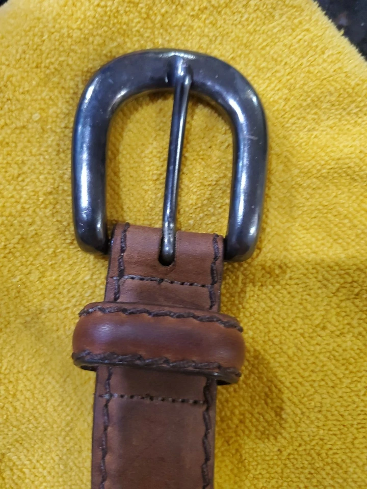 1990 California Billy Belt Genuine Leather W/ 17  Silver Coated Pewter Disks -36 - Image 3 of 4