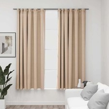Linen Look Blackout Hook Curtains 2pcs 140x175c