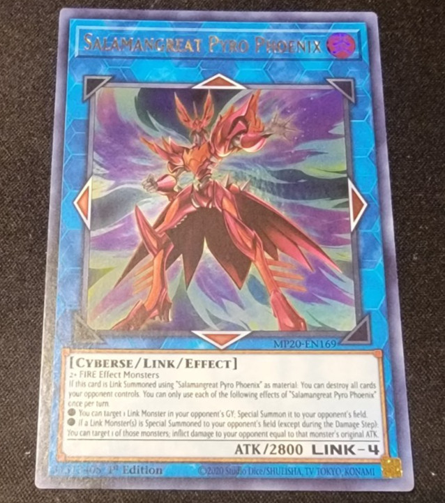 Salamangreat Pyro Phoenix MP20-EN169 YuGiOh 2020 Tin of Lost Memories Mega Pack trading card — raw and PSA graded price guide