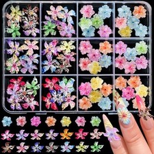 Flower Nail Art Charms - 3D Hawaii Flower Nail Rhinestones Floral Nail Style-27
