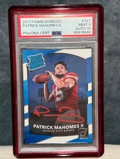 2017 Panini Donruss Rated Rookie Patrick Mahomes RC Red Ink PSA 9/10 Auto