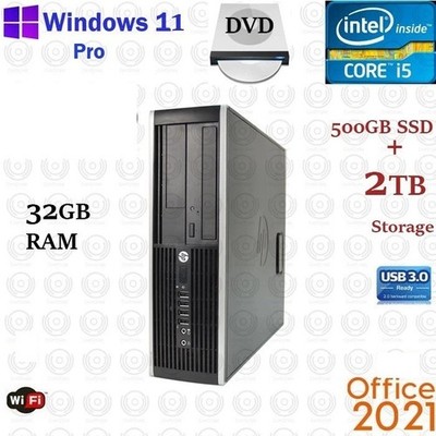 Windows 11 HP i5 3.2 ghz 32GB RAM 2TB +500 SSD WiFi Desktop Computer PC Office24