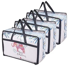 3 Pack Clear Vinyl Storage Bags with Reinforced Handles & Dual Zippers for Beddi