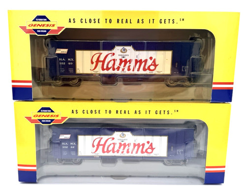 2 vagones de carga HO Athearn Genesis Hamm's 50' #'s 31242, 31249 en cajas originales | Condition: New