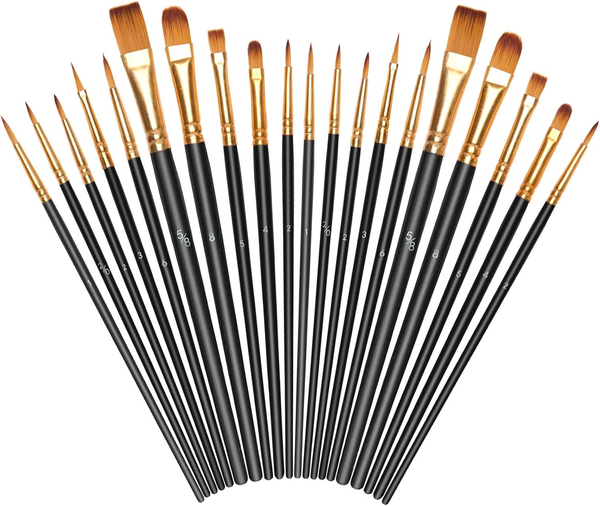 Osdue 20 StüCk Pinsel Set, Nylon KüNstlerpinsel Hochwertige Premium Acrylfarben-image