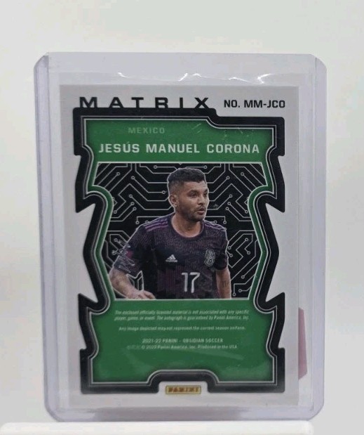 2021 Obsidian Soccer JESÚS MANUEL CORONA Logo Patch Auto Black True 1/1 Mexico view 2