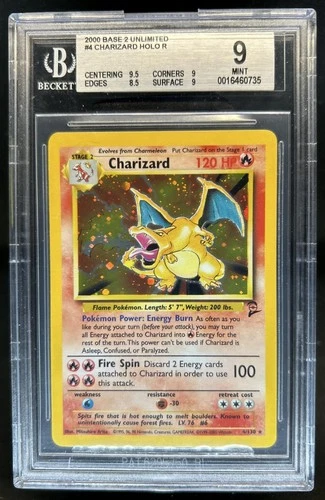 2000 Pokemon Set 2 Charizard Holo #4/130 BGS 9