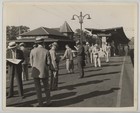 Vintage 1930s Maplewood NJ Railroad Depot Newspaper Readers Await Train Photo — photo 1