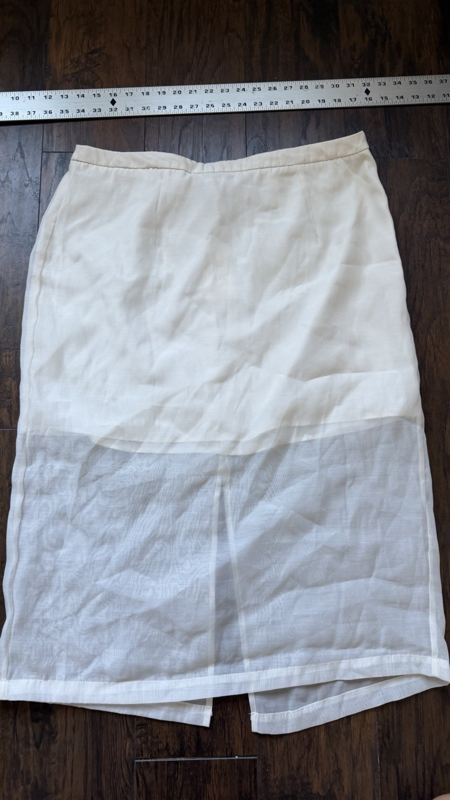 A New Day Semi Sheer Midi Pencil Skirt Women 16 Ivory Back Kick Split Romantic