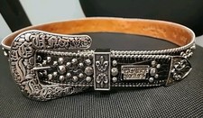 Ornate Belt Buckle Size 36 Laguna Beach Jean Co. Black Leather Western Studded