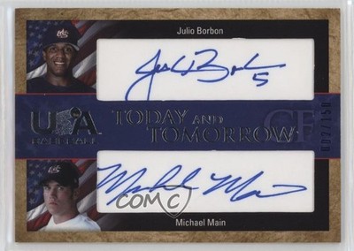 2007 USA Baseball National Teams Blue Ink Julio Borbon Michael Main Auto 06xp