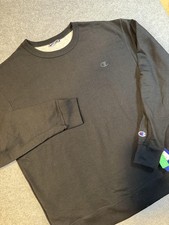 Champion Sweatshirt Mens XL Black Powerblend Fleece Crewneck Pullover Logo