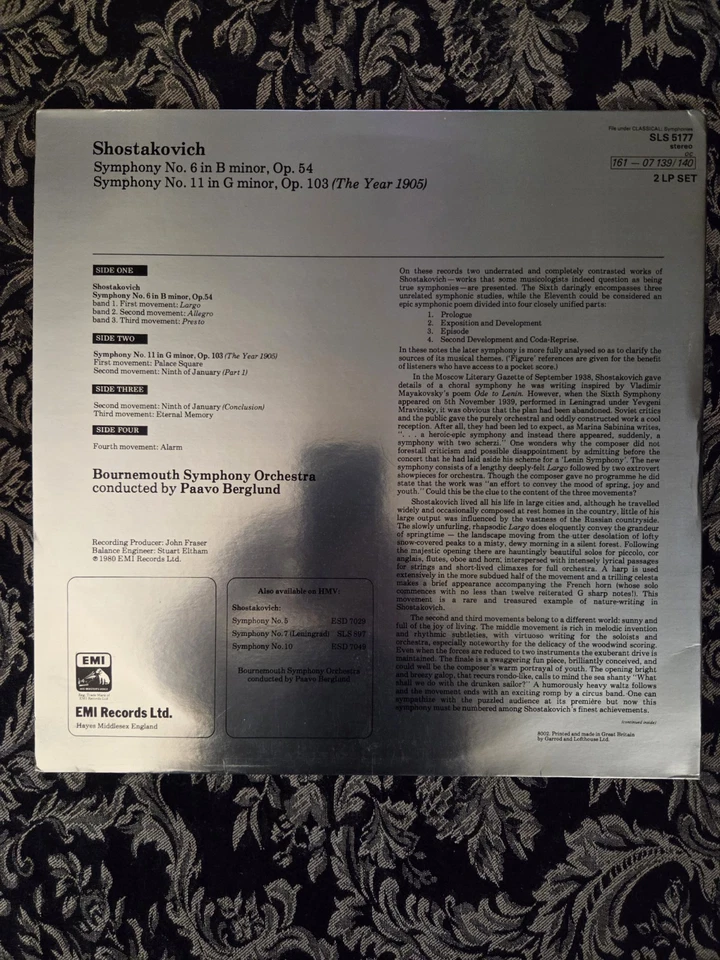 Shostakovich Symphony No. 6 & 11 Paavo Berglund EMI (UK) 2x LP Vinyl - Image 2 of 4