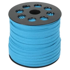 Suede Lanyard String with Roll Spool 50 Yard, Flat Microfiber Cord, Lake Blue