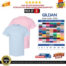 3 Pack Of Gildan G500 Men's Short Sleeve Heavy Cotton Plain Blank Casual T-Shirt