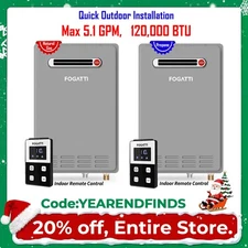 120,000 BTU Tankless Water Heater Natural Gas/Propane Up to 5.1GPM, Outdoor
