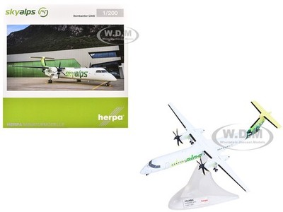 BOMBARDIER Q400 AIRCRAFT ''SKY ALPS'' 1/200 DIECAST MODEL BY HERPA HE573115