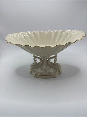 Vintage Lenox China Aquarius Centerpiece with Gold Trim Ivory White Home Decor
