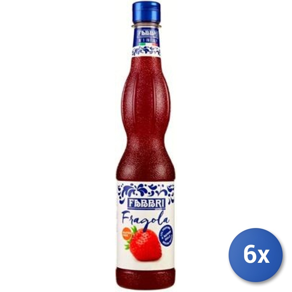 6x Multipack Fabbri Strawberry Syrup Glass Bottle Ml 560