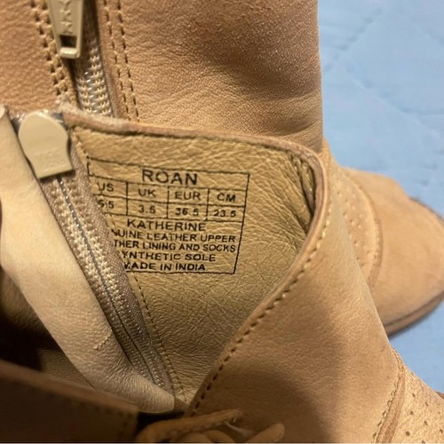 Roan Women’s Leather Ankle Boots Tan Peep Toe Size 6.5 - Picture 5 of 9