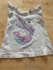 Grey Tea Collection Tank Ruffle Sleeve And Bird With Embroidered Detail Size 2T