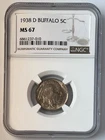 1938-D Buffalo Nickel 5C NGC MS67